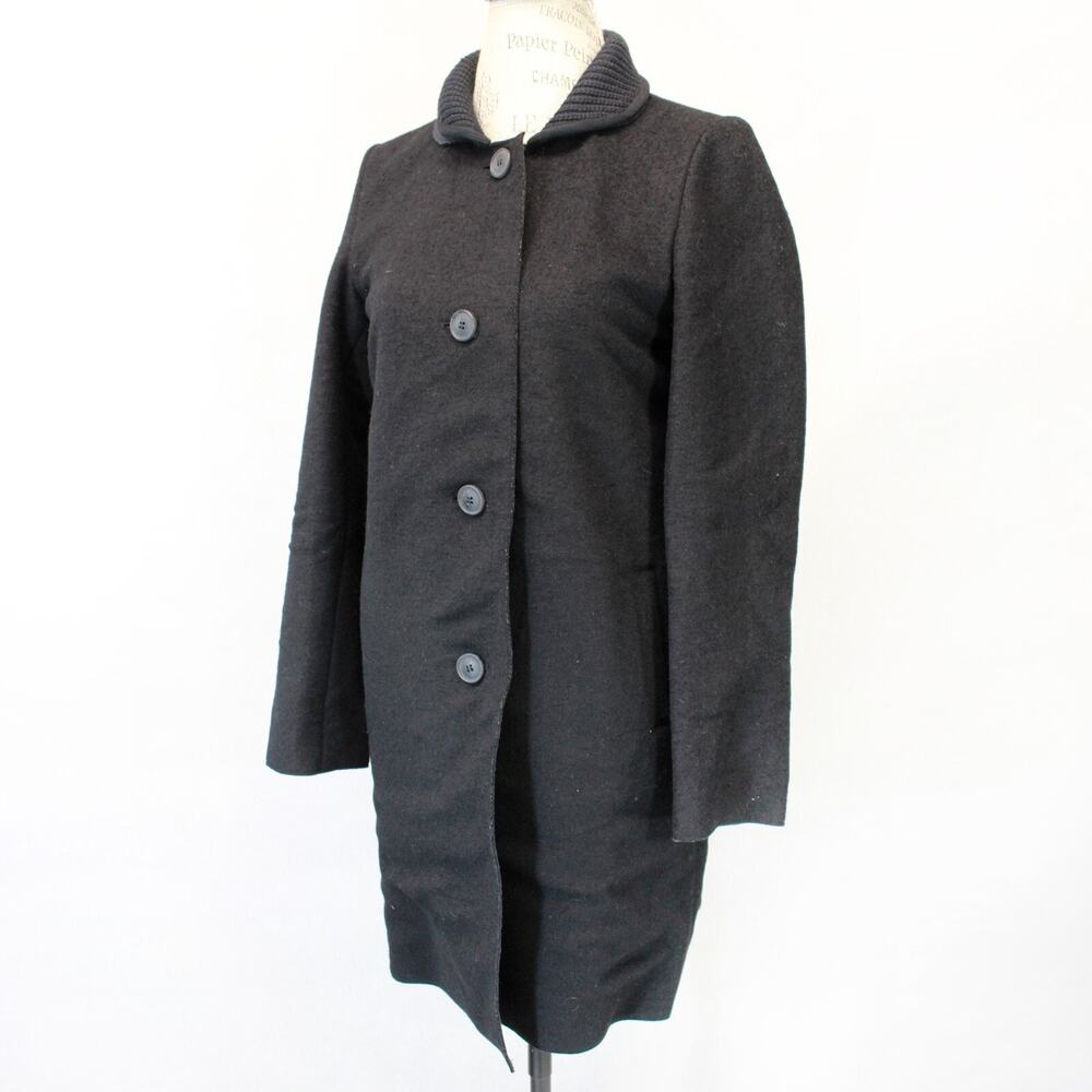 Maje preppy academia wool blend unlined black coat with pockets size 36 EU Small